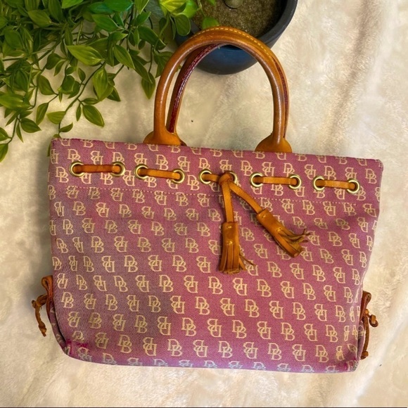 DOONEY‎ & BOURKE Vintage Made in the USA Canvas Light Purple Handbag - Picture 1 of 10